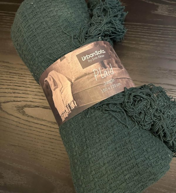 OPRUIMING UrbanSofa plaid katoen groen 150x220 cm
