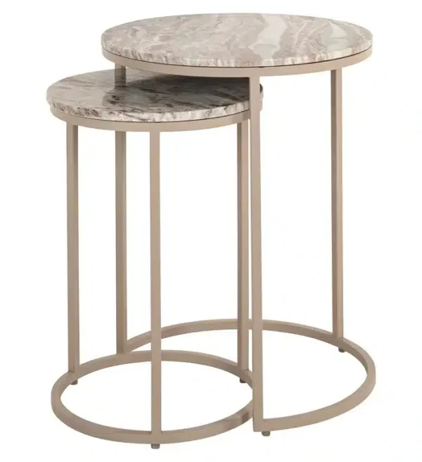 Richmond Interiors bijzettafel Fairfax 45x45x57 cm marmer (Set van 2)