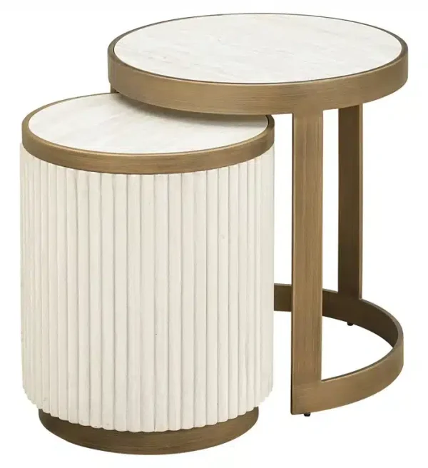 Richmond Interiors bijzettafel Tivoli set van 2 50x50x56 cm keramiek