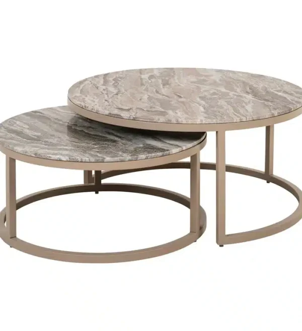 Richmond Interiors salontafel Fairfax 85x85x40 cm marmer (Set van 2)