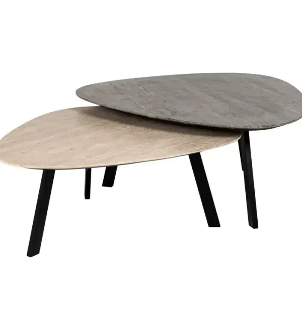 Richmond Interiors salontafel set Spencer 95x85x37 cm travertin