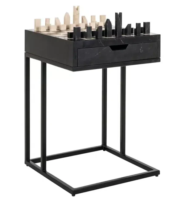 Richmond Interiors schaaktafel Davos 44x44x62 cm zwart