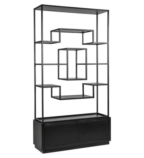 Richmond Interiors wandkast Bonvoy 120x40x222 cm eiken zwart