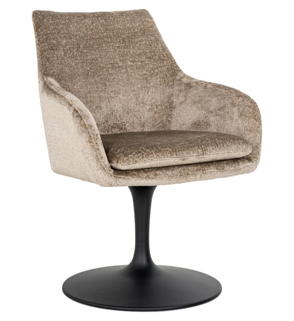 Richmond interiors eetkamerstoel Marlon draaibaar met arm taupe