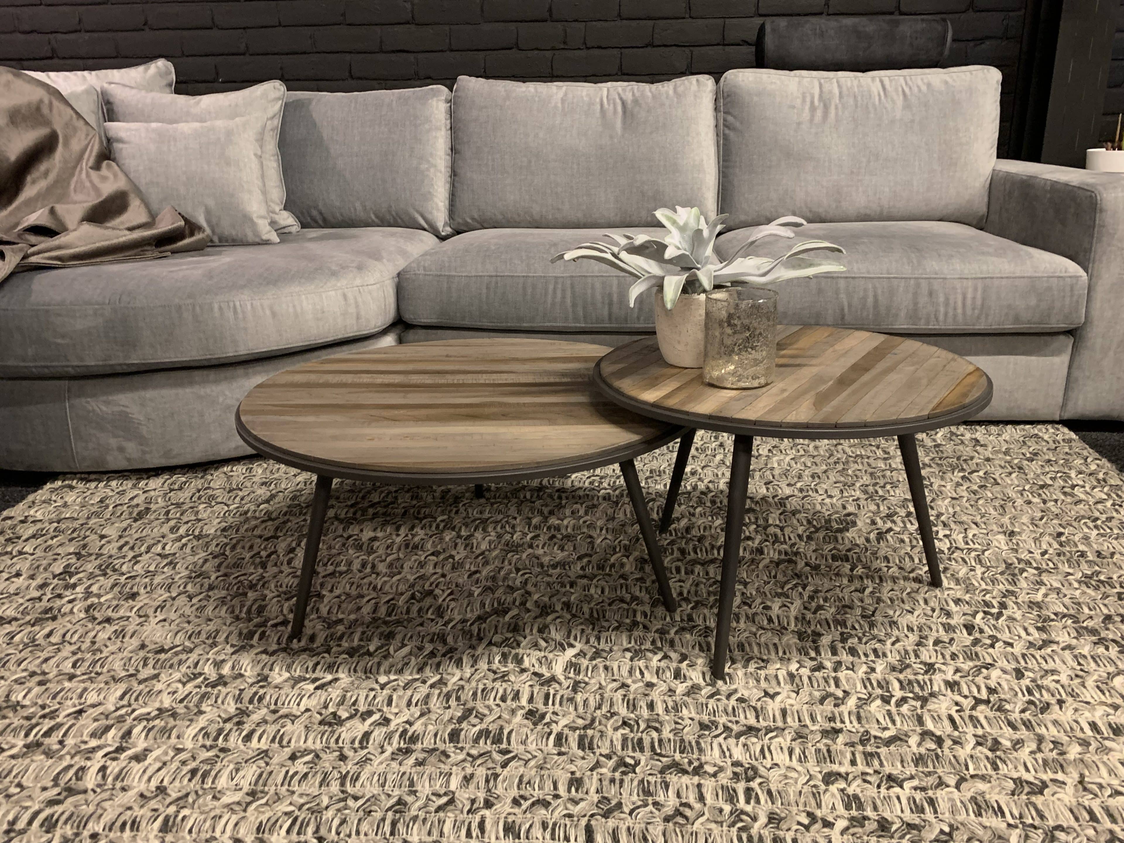 SHOWMODEL Tower Living salontafel set van 2 Rolo grijs teak