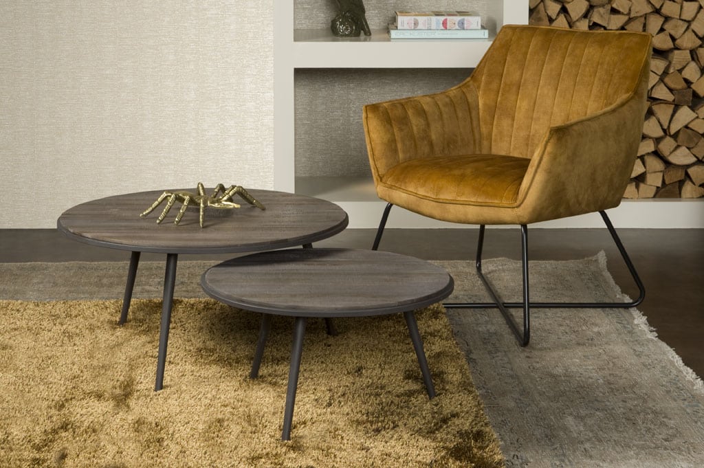 SHOWMODEL Tower Living set van 2 bijzettafel Rolo wine teak