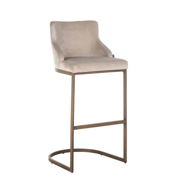 Richmond Interiors barstoel Bolton khaki velvet poot geborsteld goud