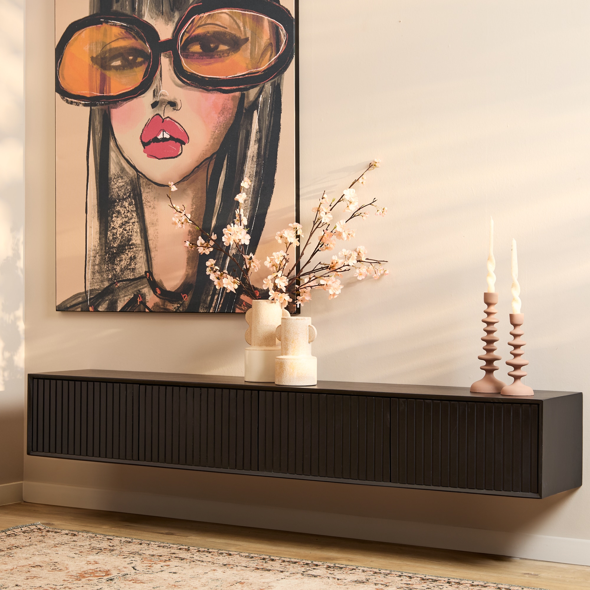 Starfurn Zwevend tv meubel Madison Black | 200 cm