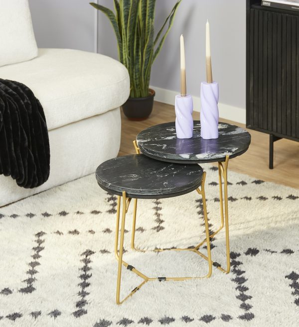 Starfurn Salontafel Caly Black marble | 45 cm | Set van 2