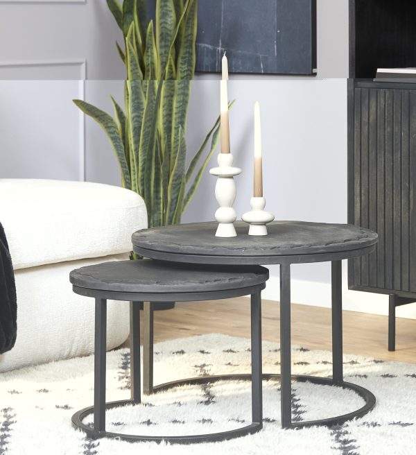 Starfurn Salontafel Ora Black Kadappa Stone| 60 cm | Set van 2