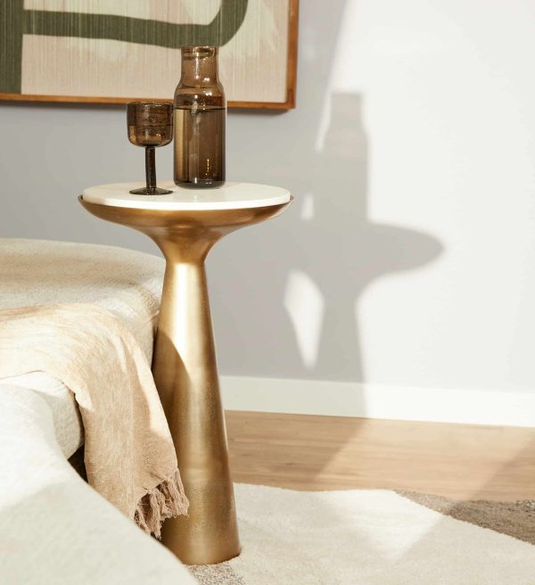 Starfurn Bijzettafel Essy White marble | 38 cm