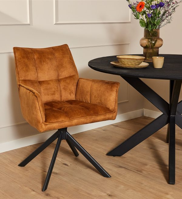 Starfurn Eetkamerstoel Dani Velvet | Gold | Met armleuning