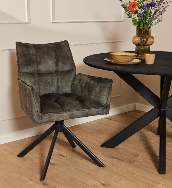 Starfurn Eetkamerstoel Dani Velvet | Green | Met armleuning