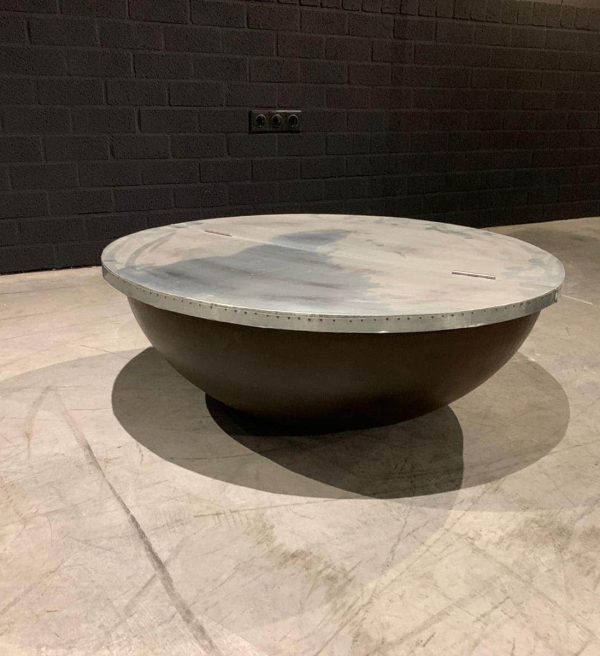 SHOWMODEL salontafel rond 86 cm metalen blad en opbergruimte