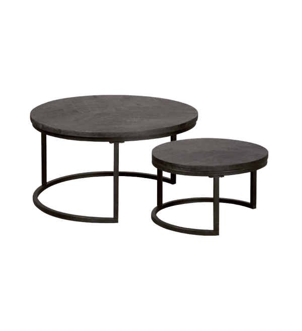 Tower Living salontafel set van 2 Viola black mangohout