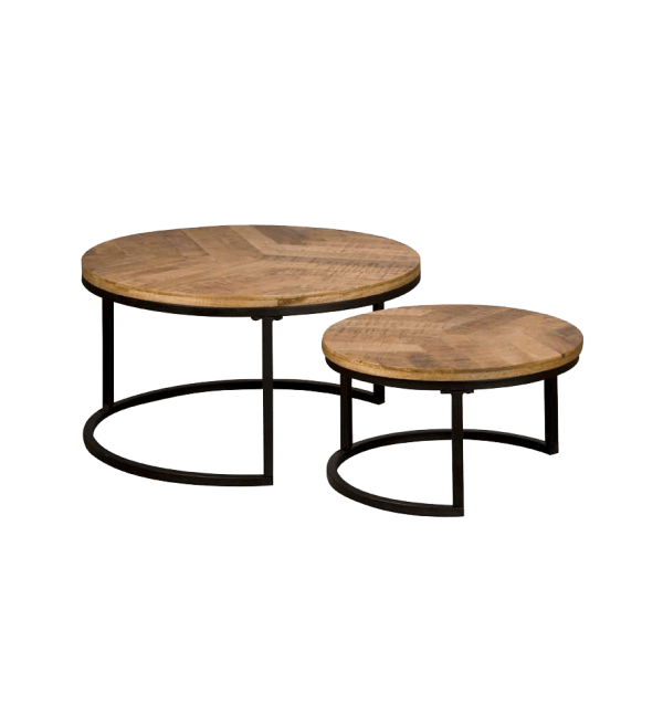 Tower Living salontafel set van 2 Viola nature mangohout