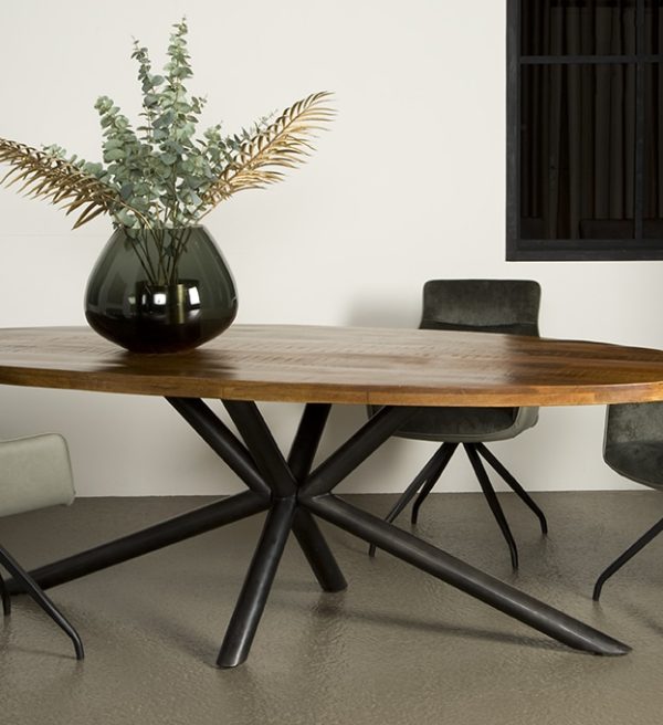 Tower Living eettafel Selva ovaal bruin mangohout