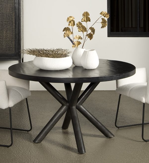 Tower Living eettafel Selva rond zwart mangohout