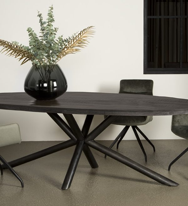 Tower Living eettafel Selva ovaal zwart mangohout