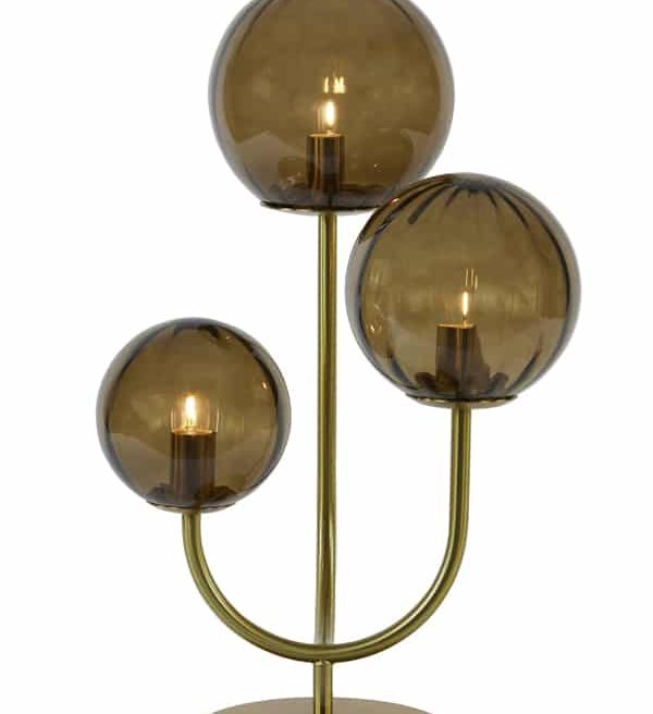 Light & Living tafellamp 3L 38x20x60 cm Magdala glas bruin+goud