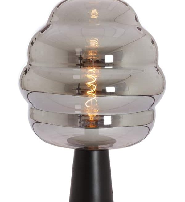 Light & Living tafellamp Ø45x64 cm Misty glas smoke+mat zwart