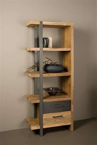 SHOWMODEL Tower Living boekenkast Lucca links gerecycled teak 77,5x40x190 cm