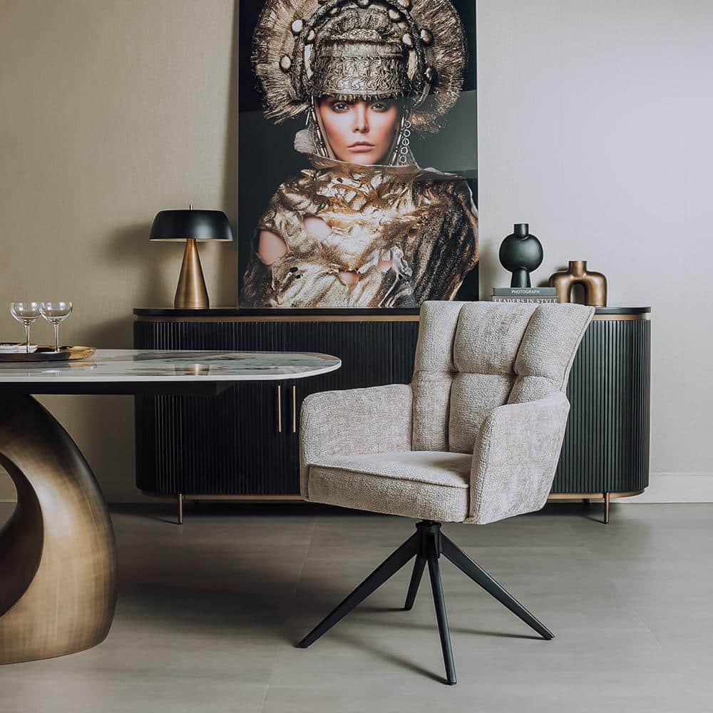 Tower Living eetkamerstoel Bardi draaibaar met arm beige