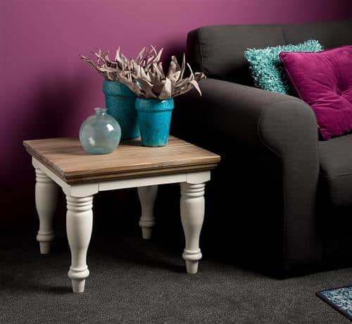 Tower Living hoektafel Fleur ronde poot 60x60x45 cm grenen