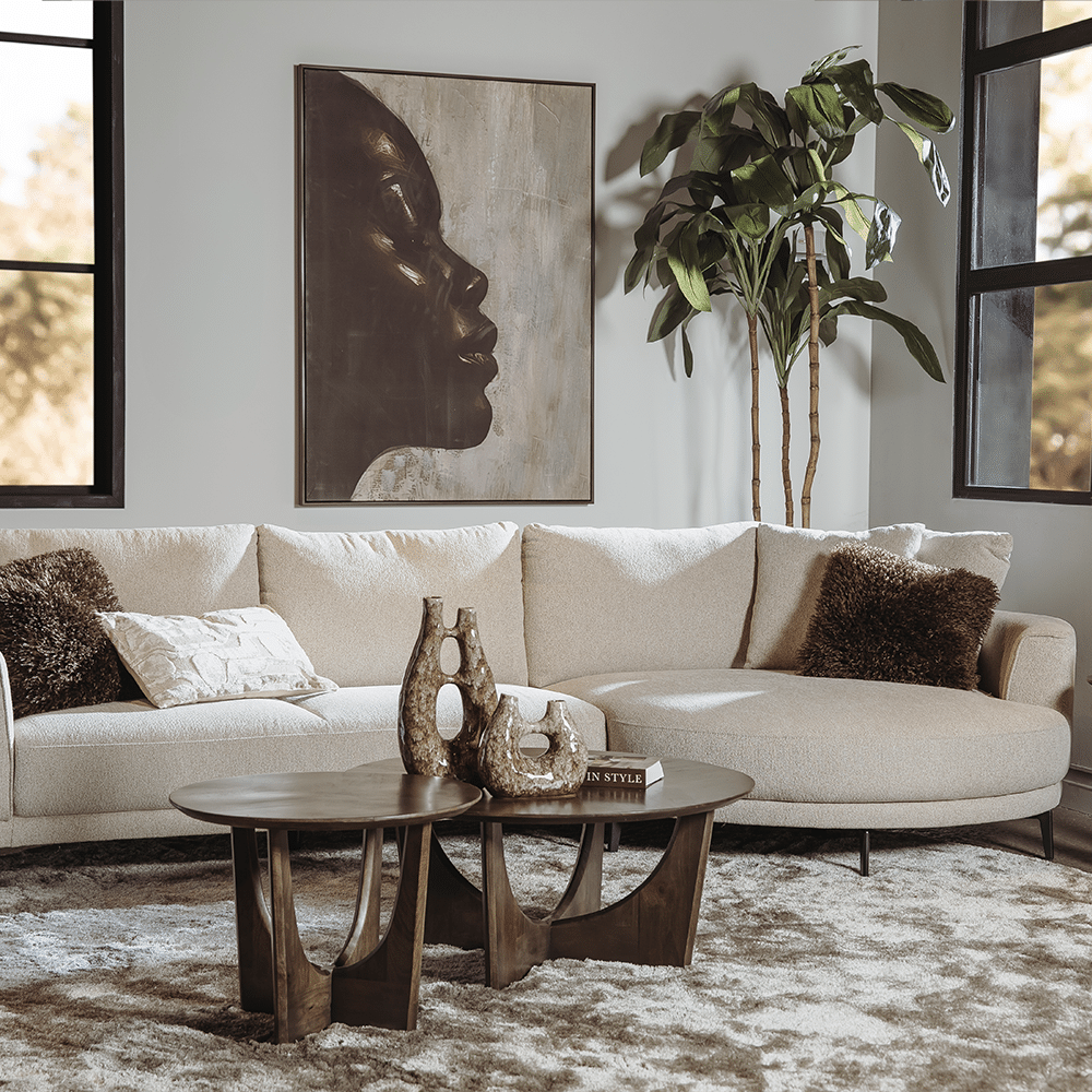 Tower Living salontafel Fermo 90x90x40 cm rond olijfbruin mangohout