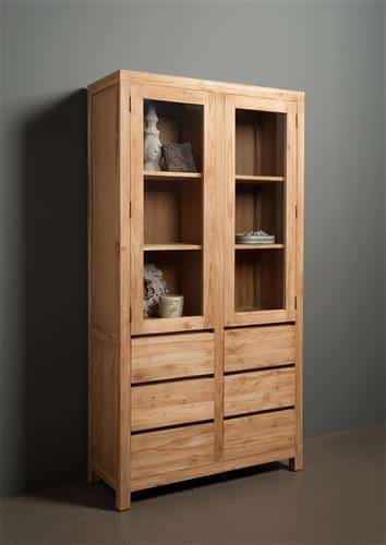 Tower Living vitrinekast Corona 100x40x190 teak