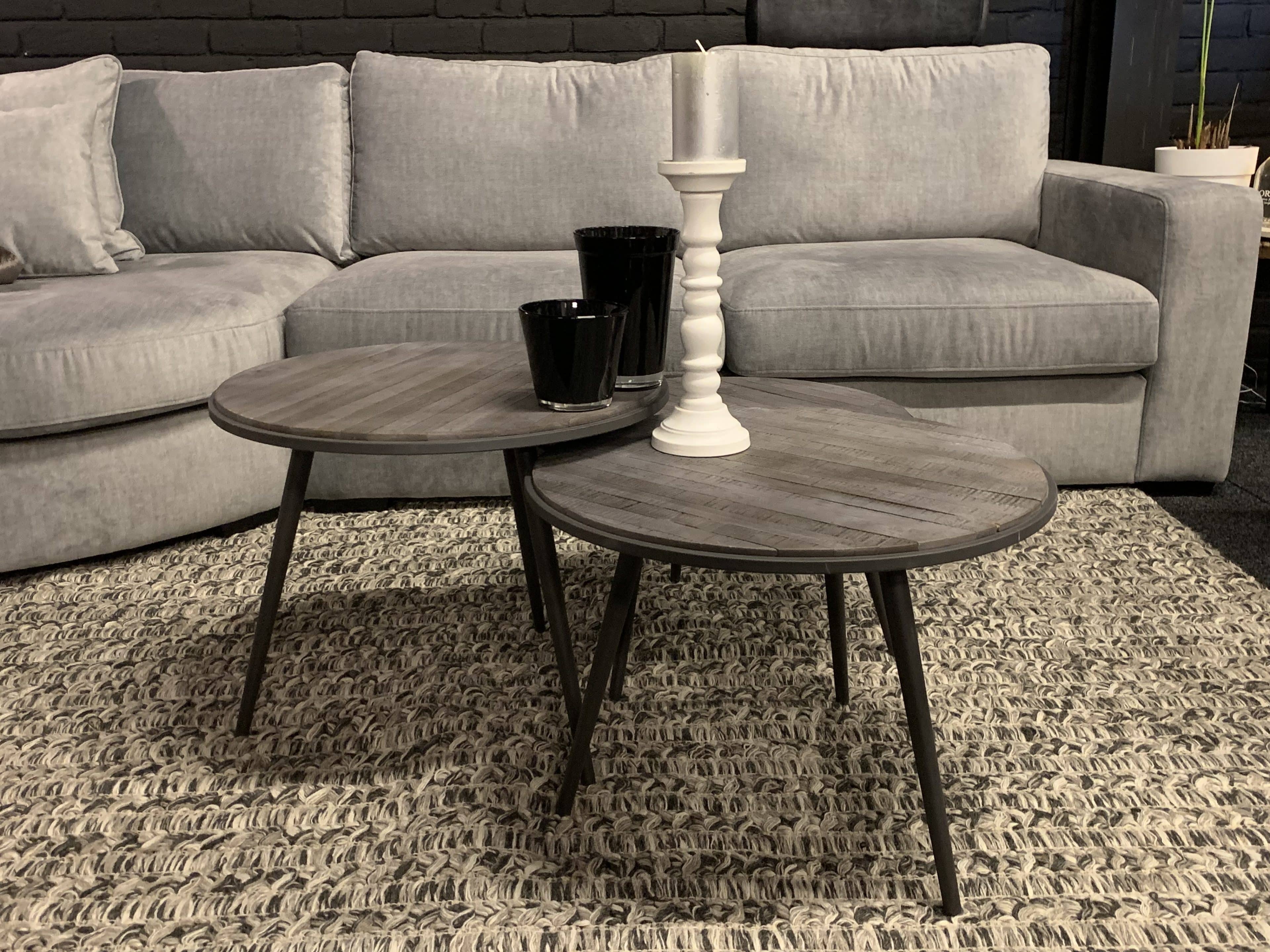 SHOWMODEL Tower Living salontafel set van 3 Turi wine teak