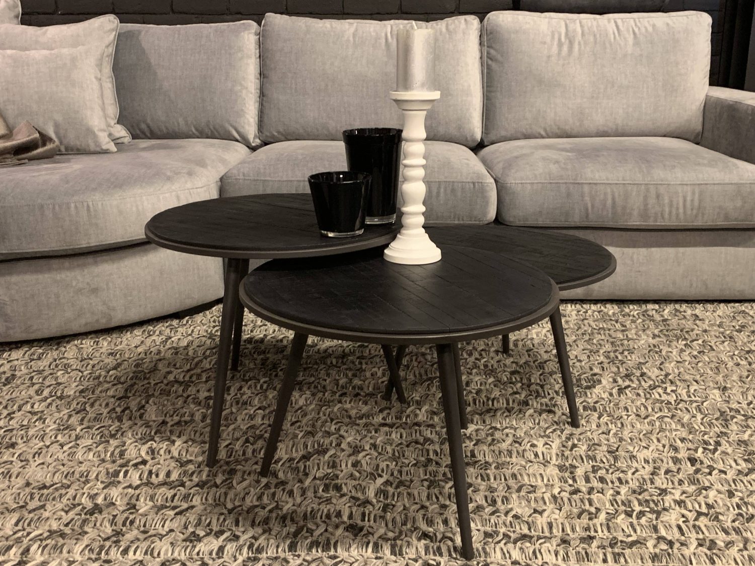 SHOWMODEL Tower Living salontafel set van 3 Turi black teak