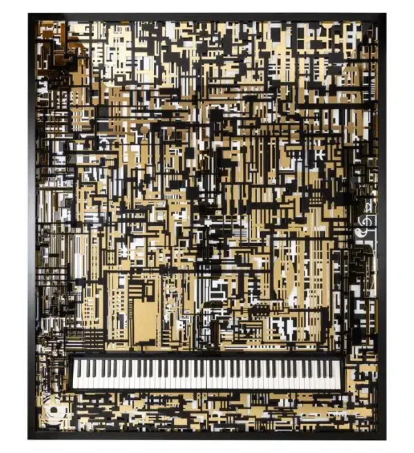 Richmond Interiors Wall art Piano Wibi zwart/ goud