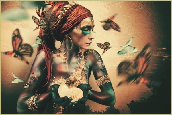 Schilderij Ibarra Summon GLB551 Glass Gold Frame+Stones