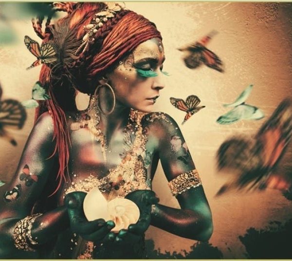 Schilderij Ibarra Summon GLB551 Glass Gold Frame+Stones