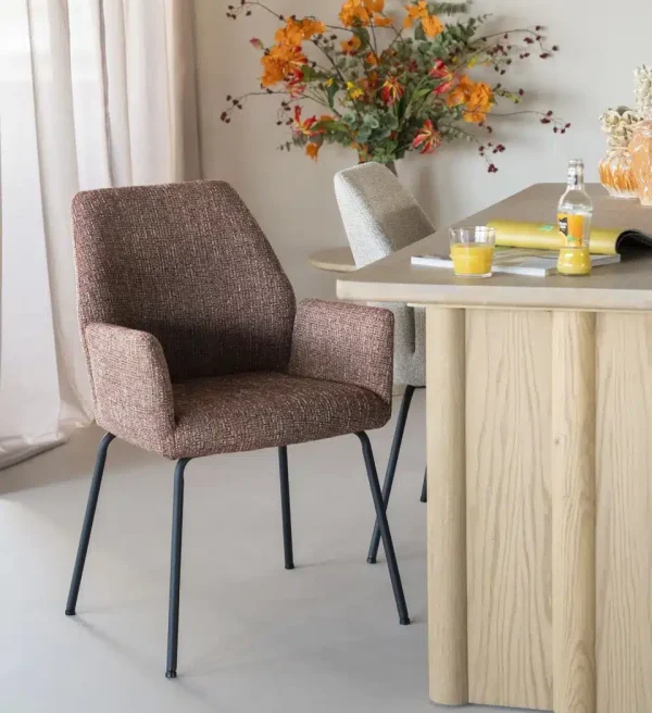 Eleonora eetkamerstoel Indy met arm rood