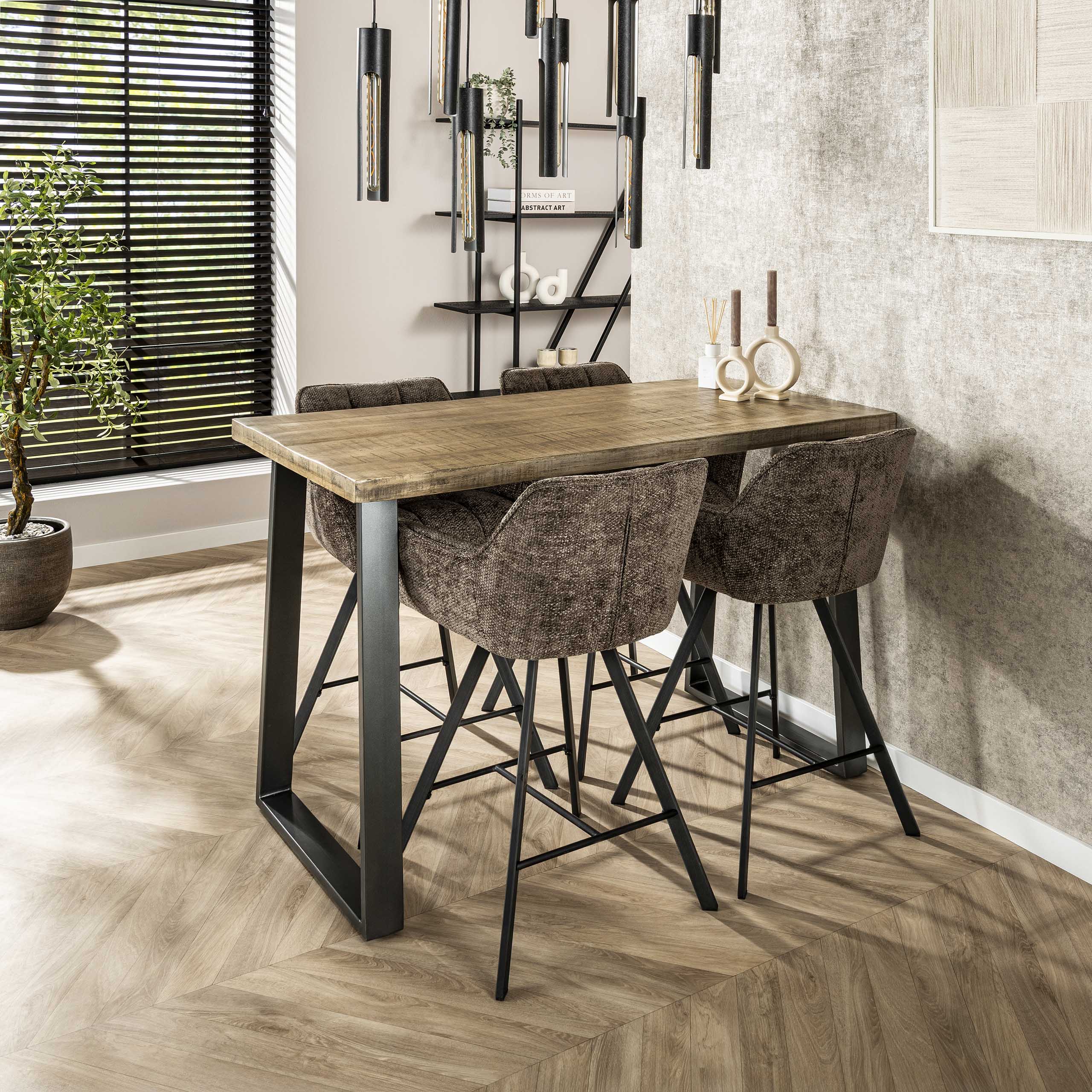 Bartafel Massief trapeziumvorm 135cm / Massief mango antiek