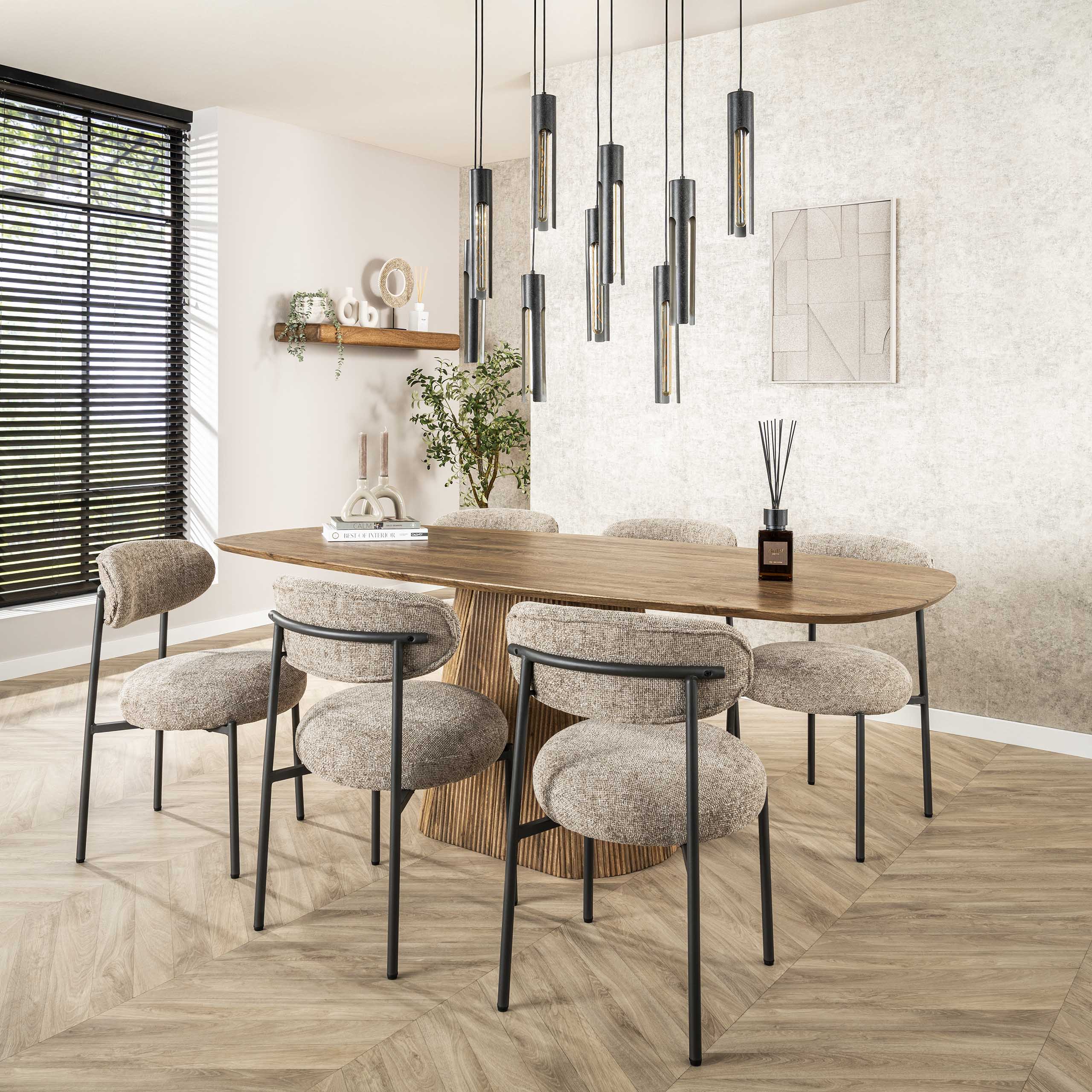 Eettafel Wave Centro deens ovaal 215cm / Massief mango zand