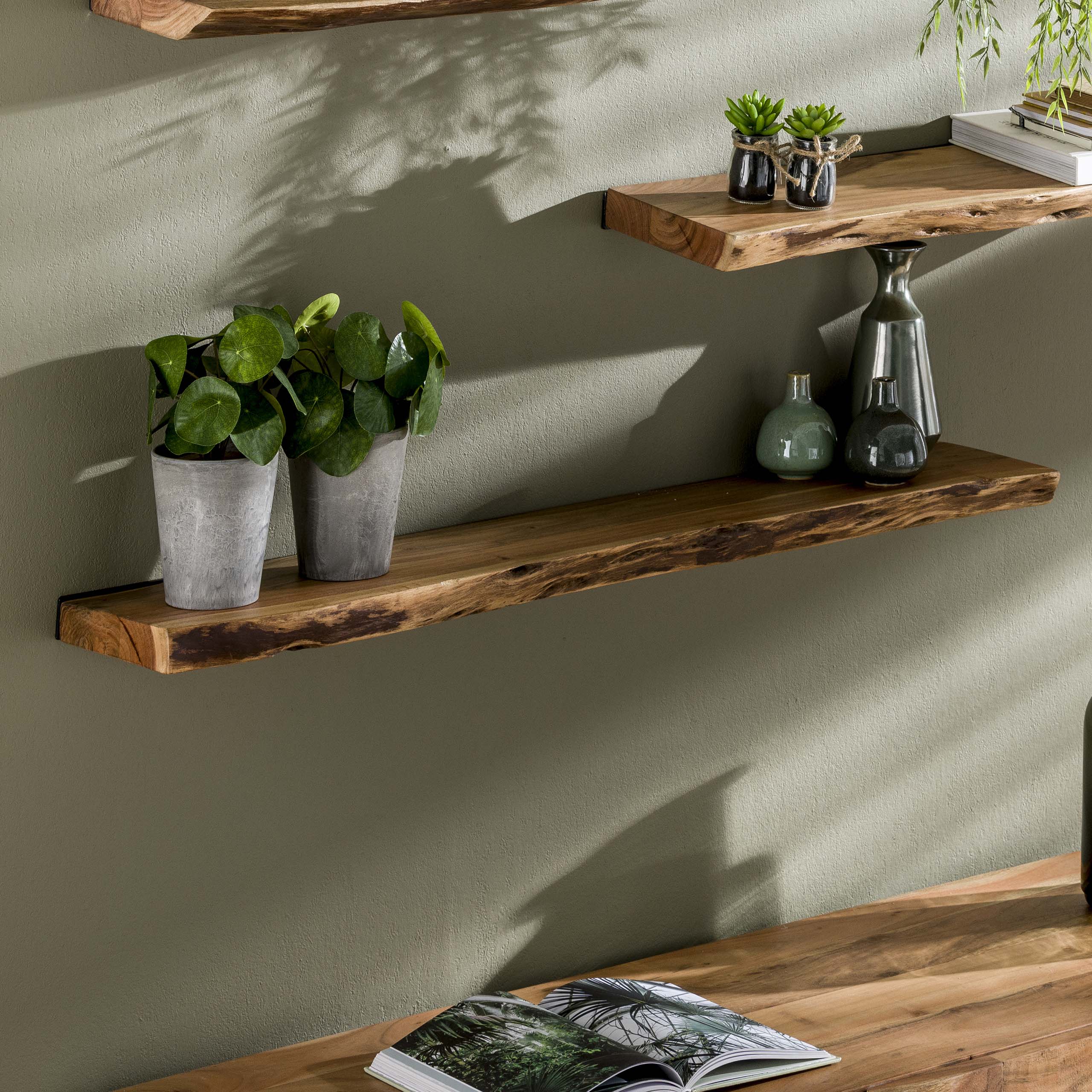 Wandplank Edge 120cm / Massief acacia
