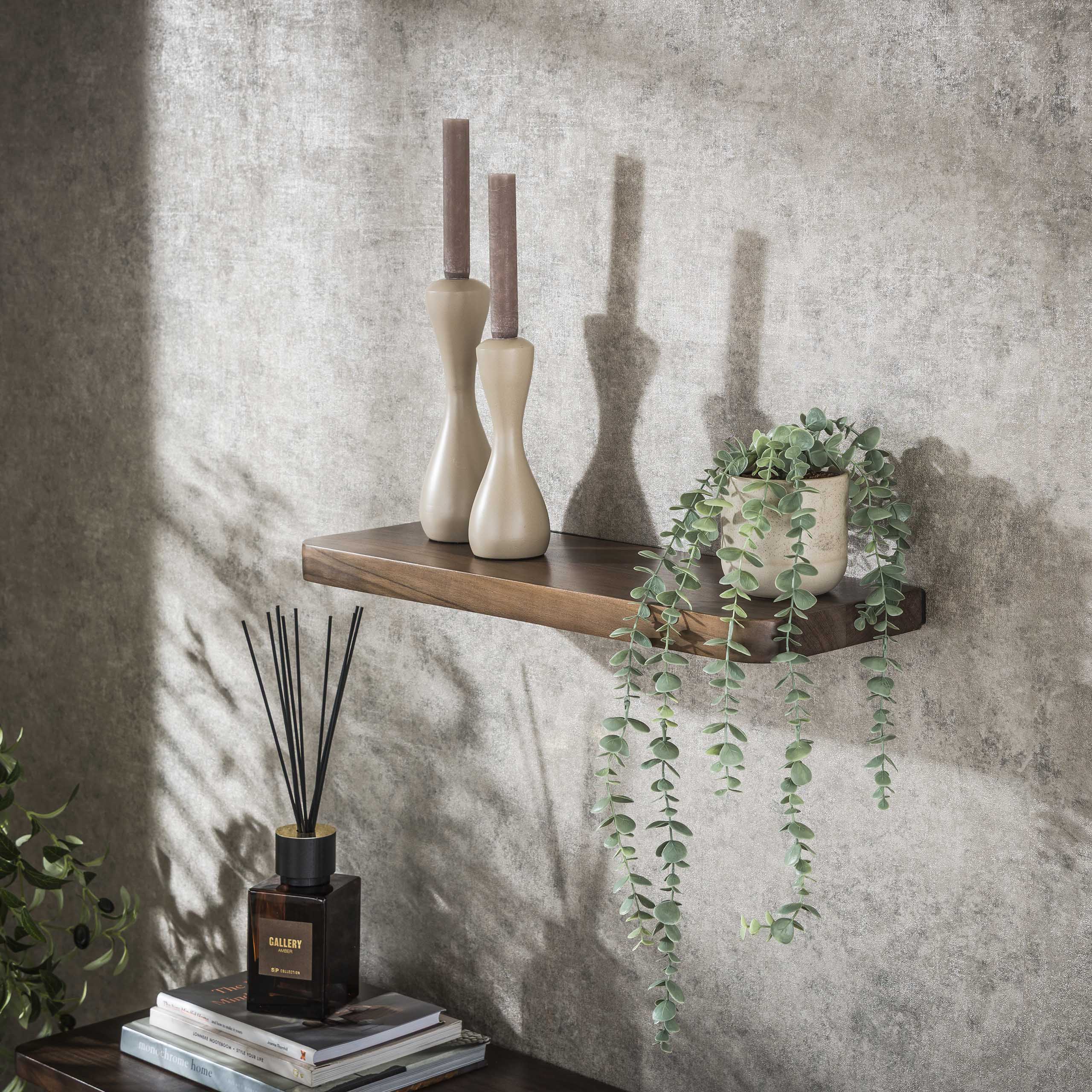 Wandplank Carve 60cm / Massief acacia bruin