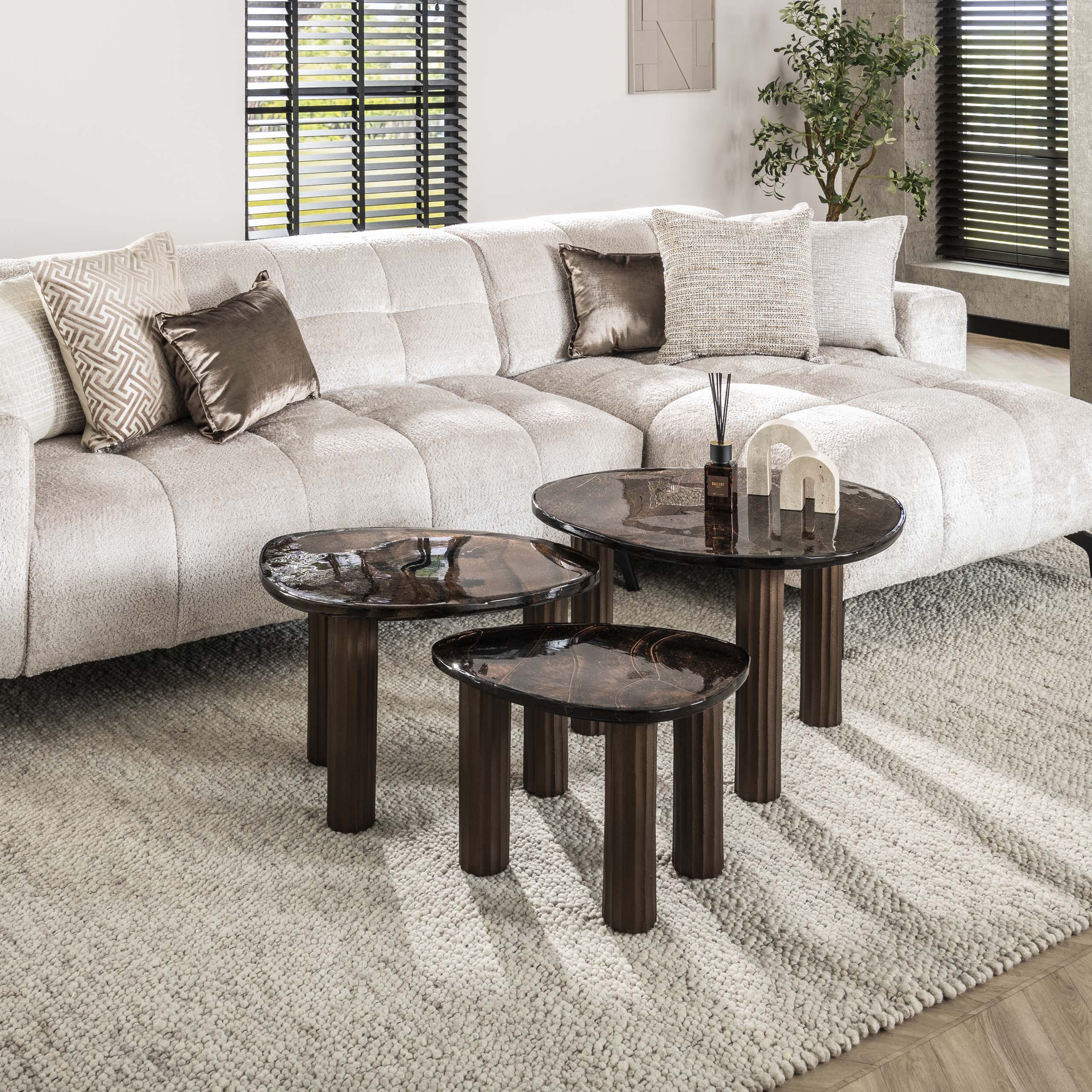 Salontafel Eclipse M / Antiek koper