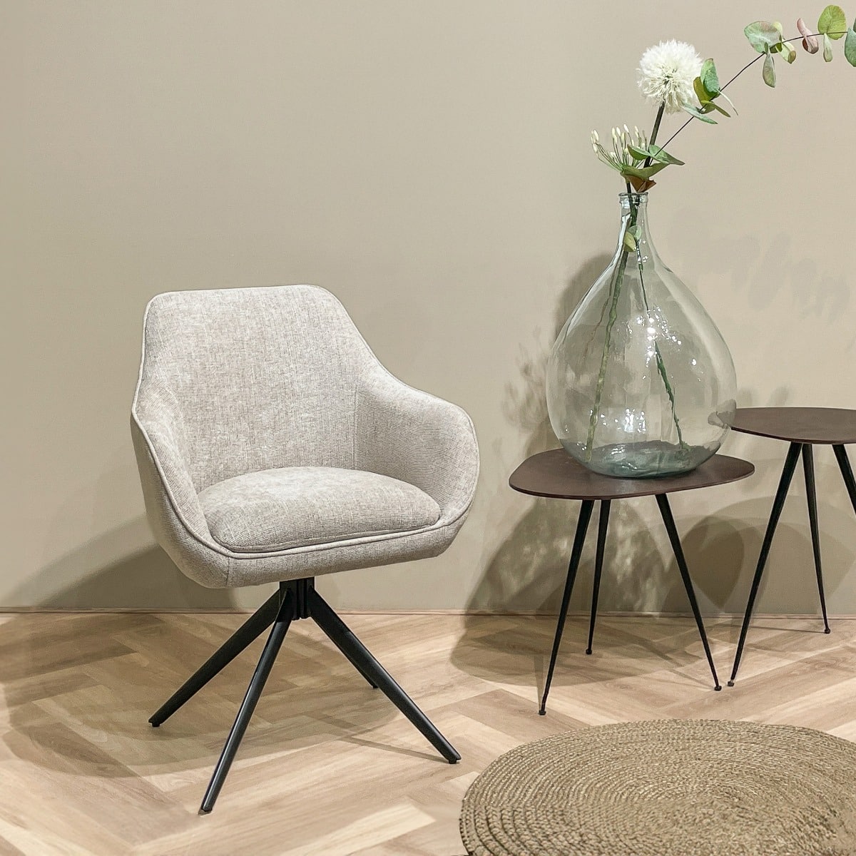 Livingfurn eetkamerstoel Thomas draaibaar met arm Toffee