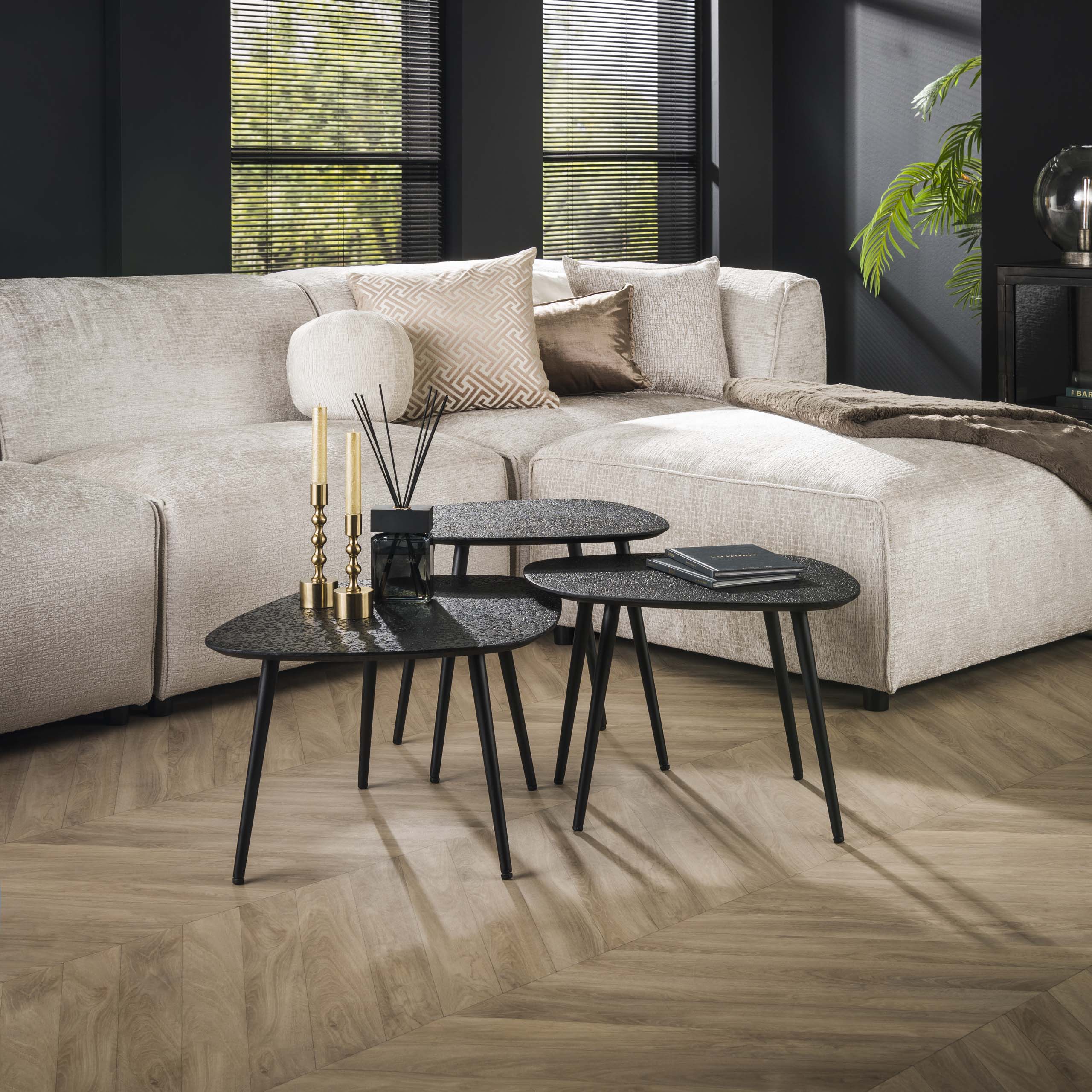 Salontafel Metallic vierhoekig set van 3 / Grijs