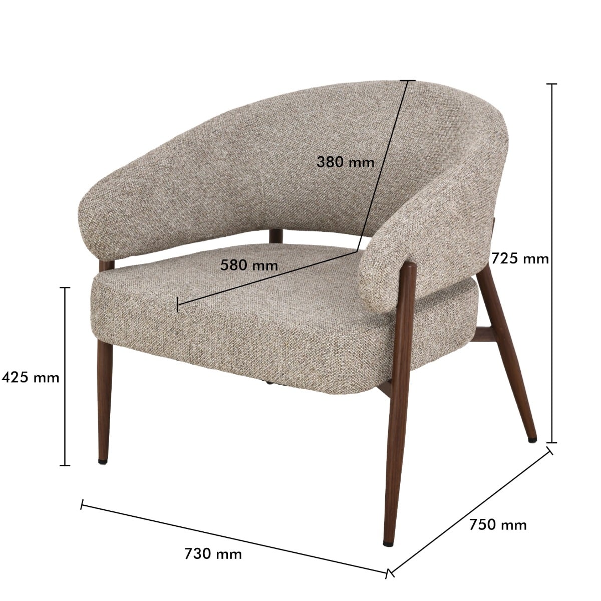 Livingfurn fauteuil Dilan Hush met arm walnut