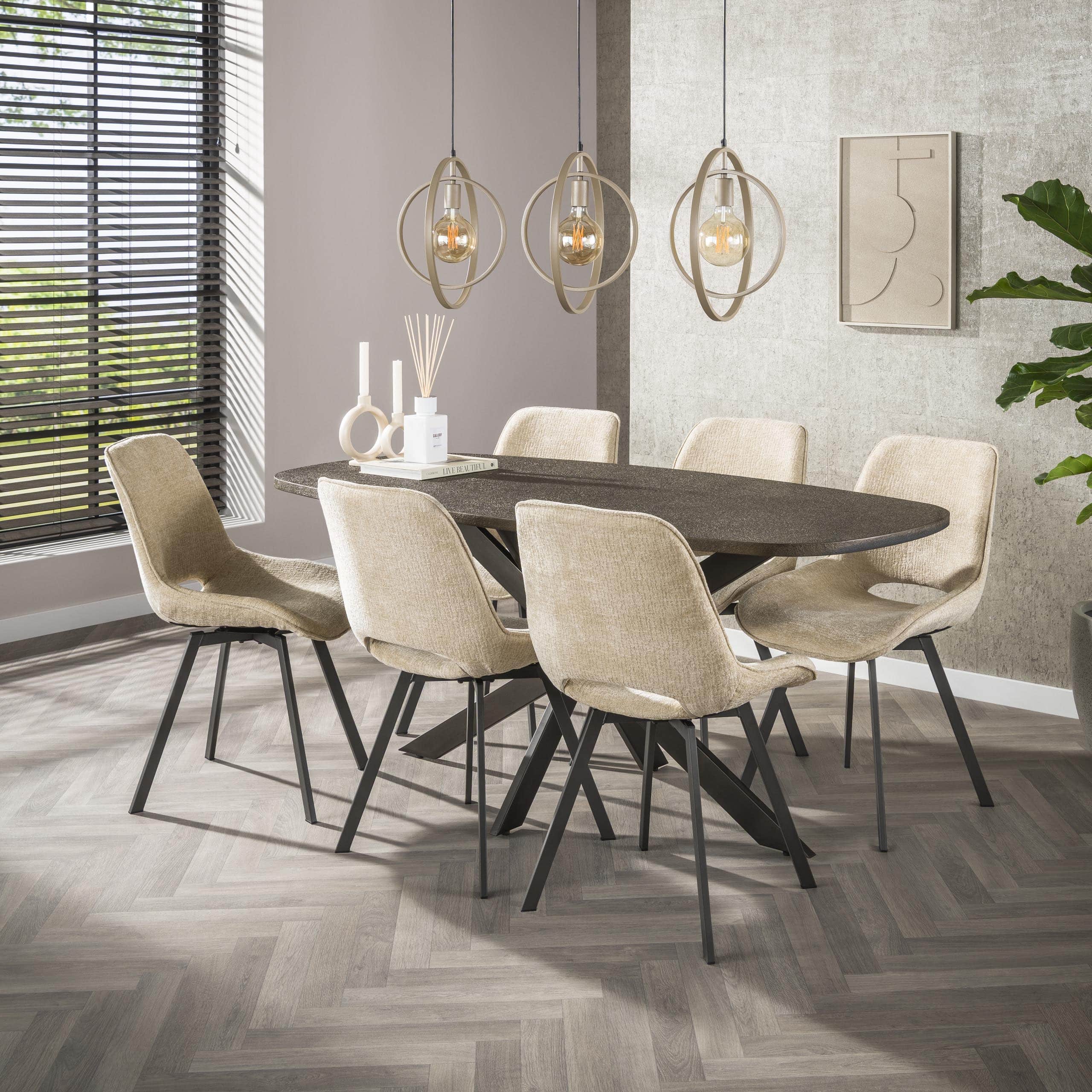 Eettafel Bronvik deens ovaal 180cm / Brons liquid metal