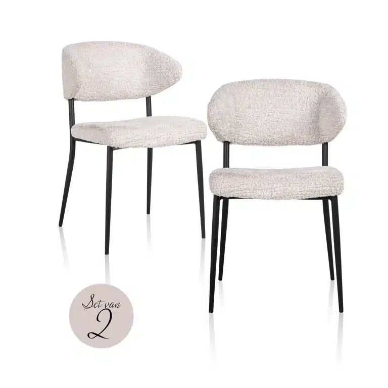 Richmond Interiors eetkamerstoel Bea creme (set van 2)
