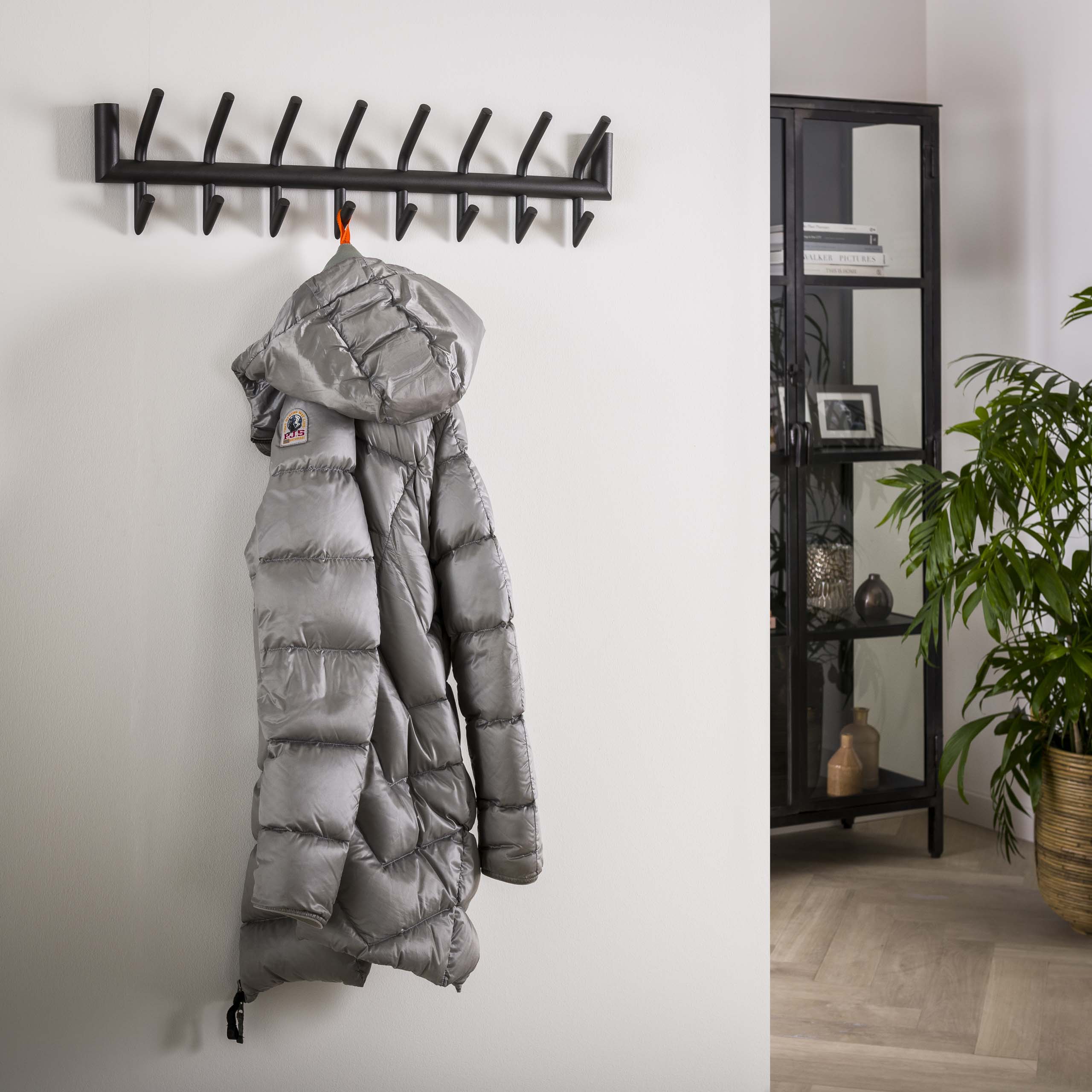 Kapstok Tubo 2x8 haken / Mat donkergrijs