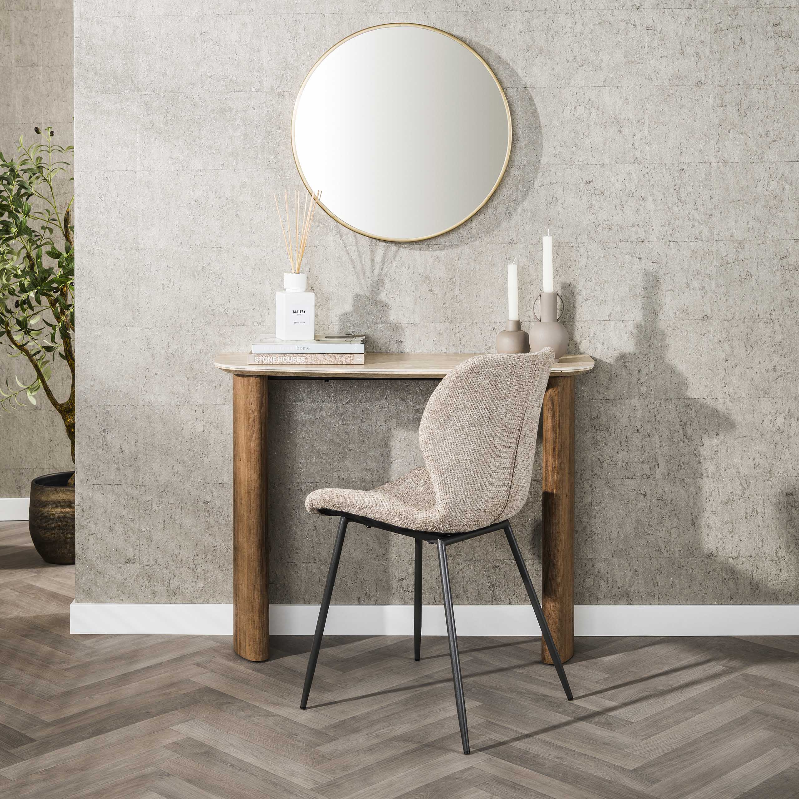 Hal-/kaptafel Romano Curvo / Keramiek travertin