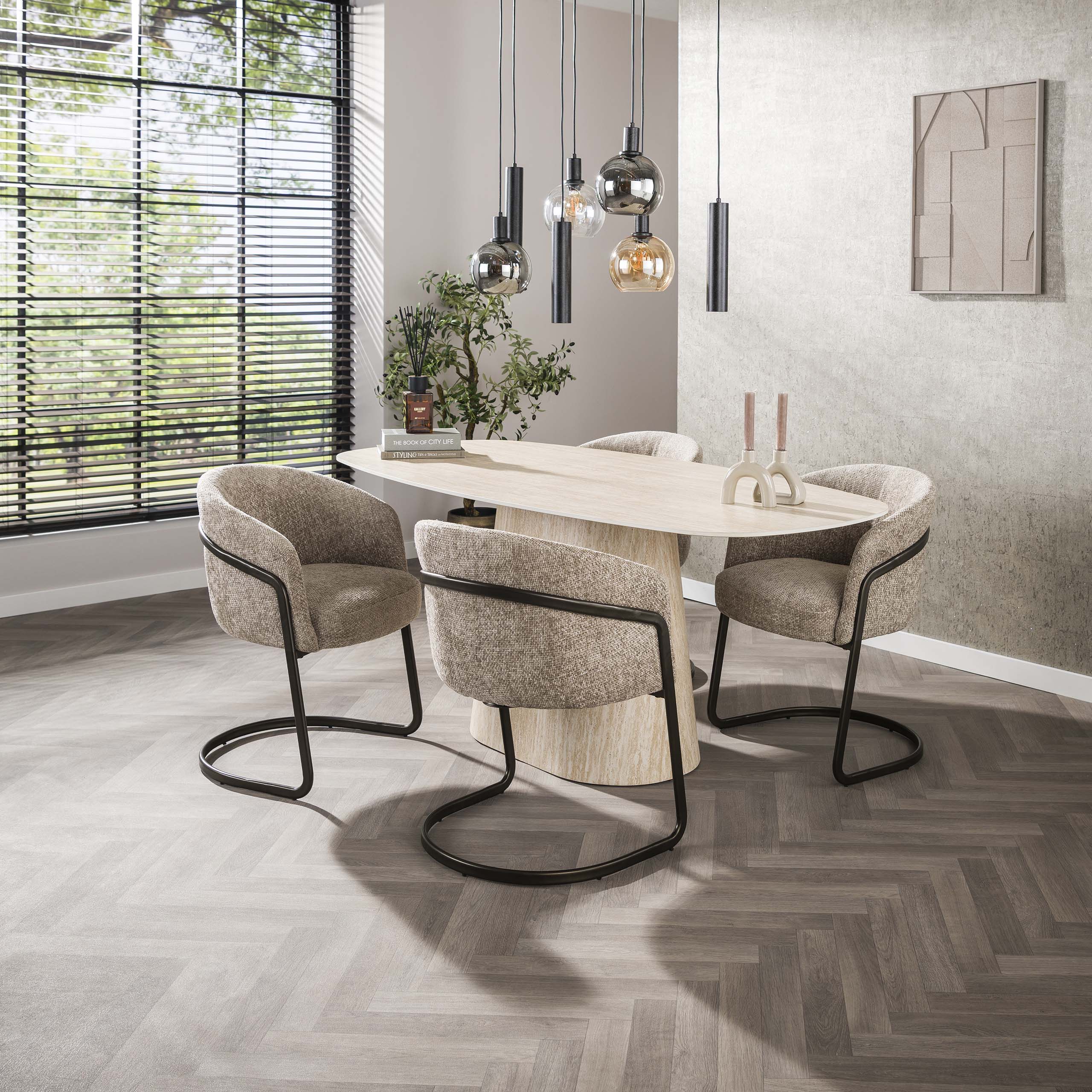 Eettafel Centro deens ovaal 180cm / Keramiek travertin