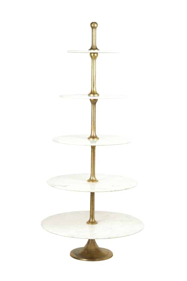 Light & Living etagere 5 laags Ø79x175 cm Vermentino marmer wit